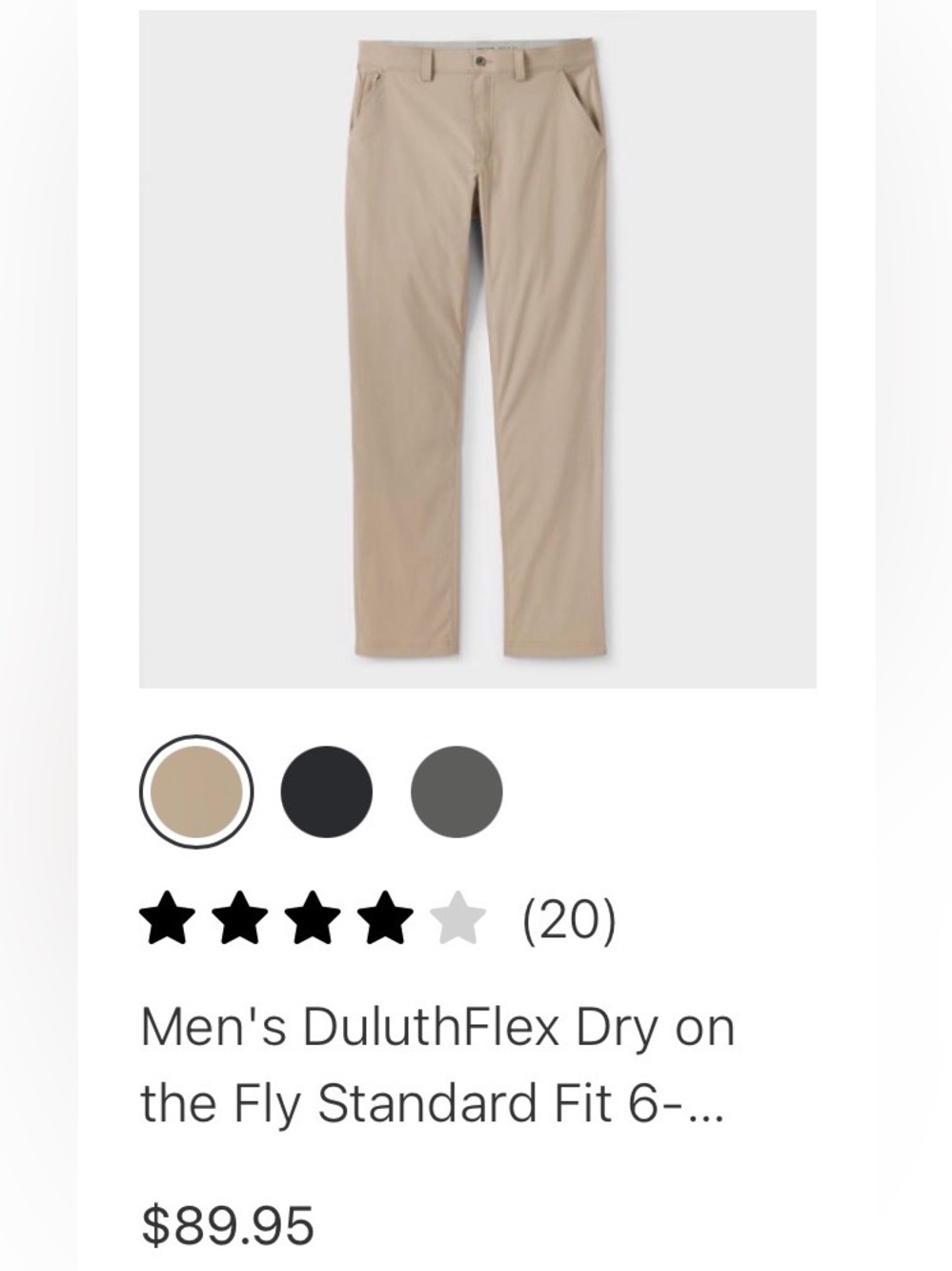 Duluth Trading Co Tan DuluthFlex Dry On-the-Fly Pants
